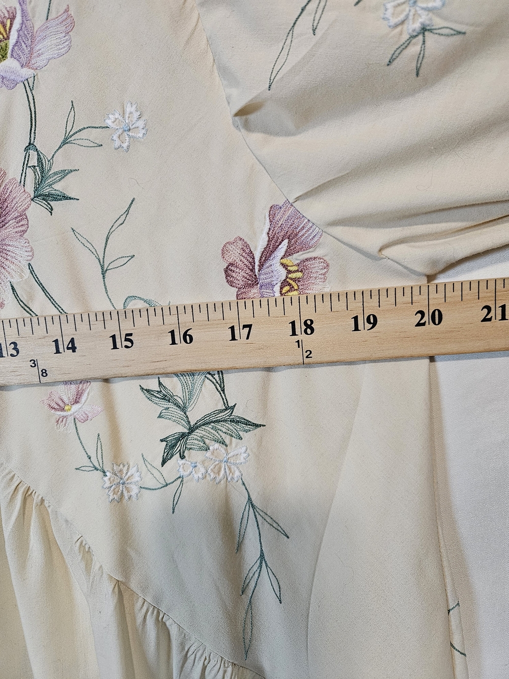 Merchant 73 Cream Embroidered Floral Midi Dress Cottagecore - Picture 6 of 6